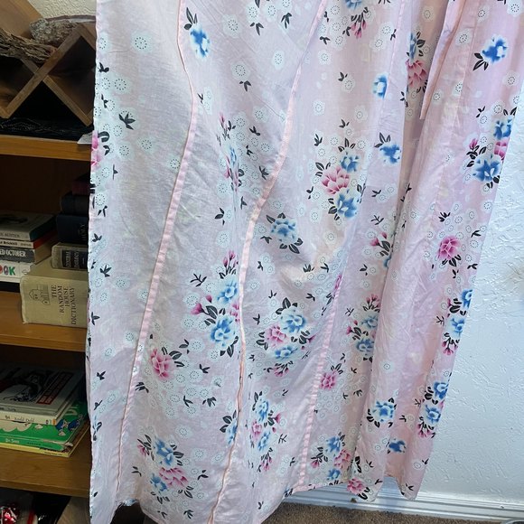 VTG Kimono/Robe Pink Floral 100% Cotton - Picture 4 of 5